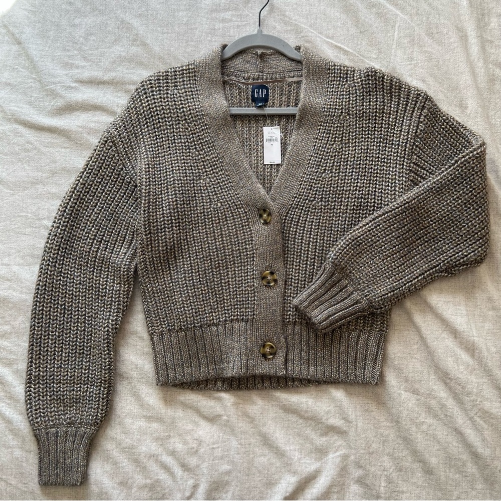 Chunky Knit Cardigan in Sparkly Taupe